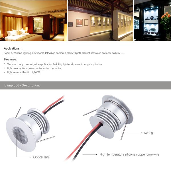 Mini 3W Led Cabinet Light Indoor Showcase KTV Rooms lighting DC12V CREE COB Led Lamp