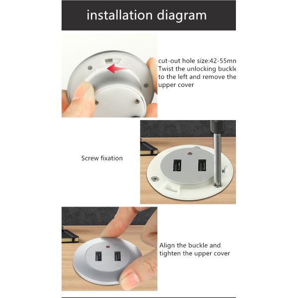 1A Rated Current Embedded USB Type A and Type C Socket for Household Appliance Charging