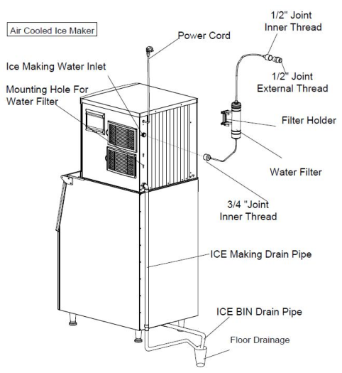 Commercial Single-Temperature Ice Machine 220V Refrigerator LED Light Fan Cooling Bar Drink Single-Type Ice Cube Make