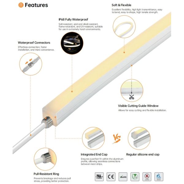 Customizable Top Bend LED Neon Strip High Brightness Vertical Bending LED Strip Lights