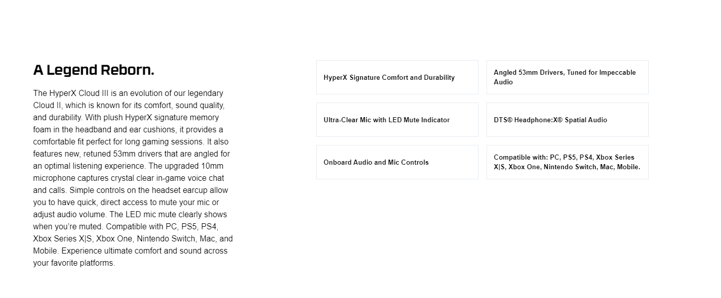 Cloud 3 Black+Red Wired Gaming Headset Hyper-X Cloud III BLK/RED