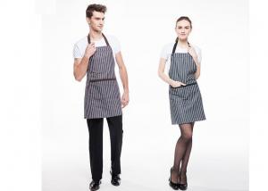China Black And White Stripes Kitchen Cooking Aprons Adjustable With Widen Strap Design on sale