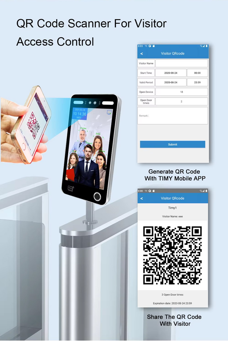 Linux Realtime Biometric Fingerprint Face Recognition Access Control Terminal Code Dynamic AI Visible Light Card WiFi Touch