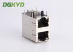Gigabit Ethernet Modular Jack 2 Port RJ45 Connector 2x1 Offset St / Jk With Leds