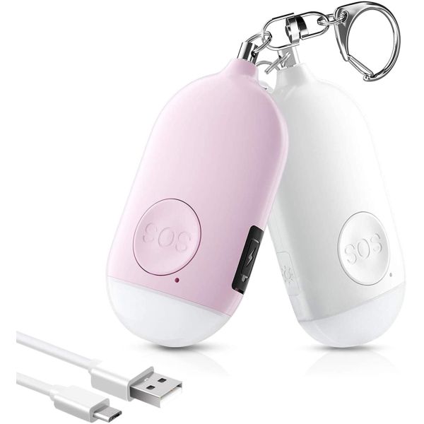 130mAh 3.2 Ounces Personal Security Keychain Alarm With Flashlight USB Charging 72*38*18mm