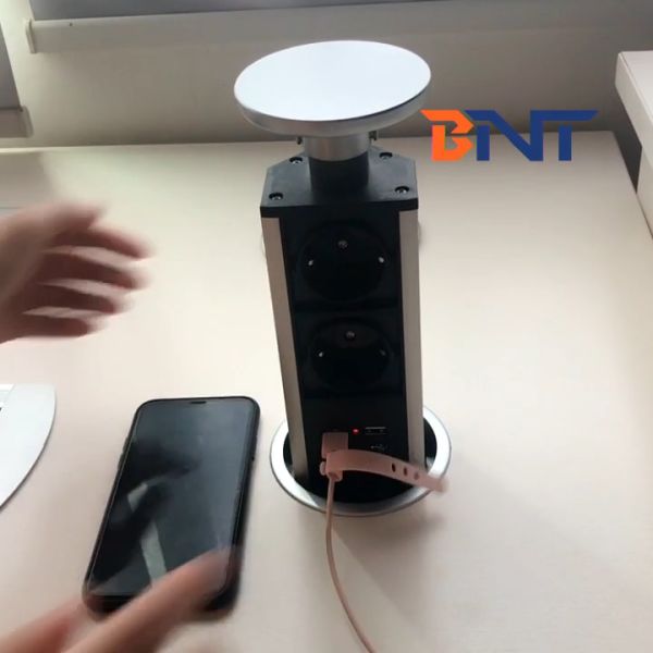 Kitchen worktop use pop up UK power hidden desk power socket