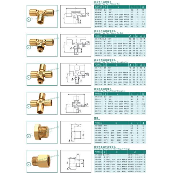 Muti - Functional Pneumatic Fittings Universal Three - Way JZH Series Assembly