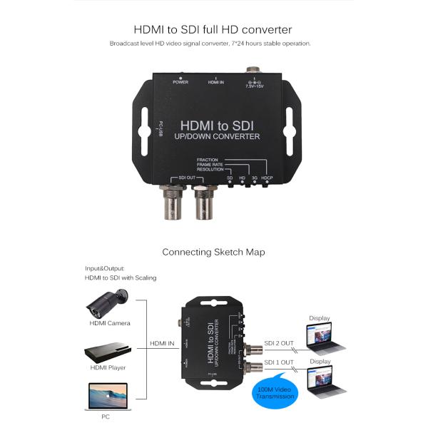 Independent Audio Selection HDMI to SDI Video Converter with Up/Down Scaling