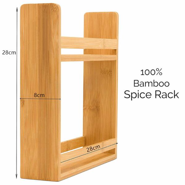28x28x8cm Bamboo Spice Holder Tray for In-drawer Kitchen Cabinet 3-tier Organization