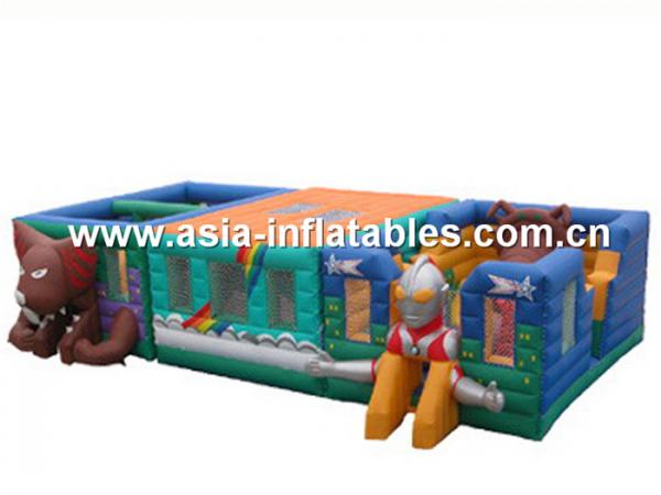 Buy Ultraman Bouncy Castles, Inflatable Fair Ground / Fun City For Toddler Playland at wholesale prices