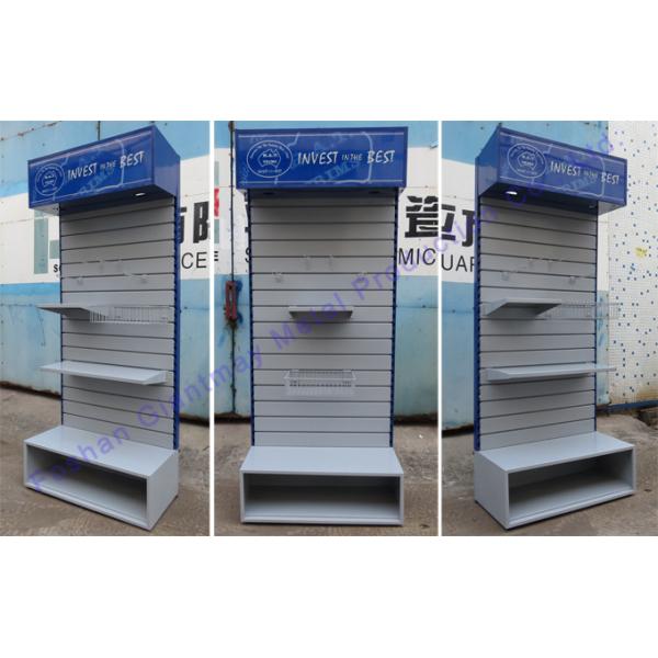 Grocery Shelf Store Mobile Floor Stand Slatwall Display Stands