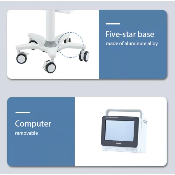 Monitor table trolley slent wheels computer workstation trolley