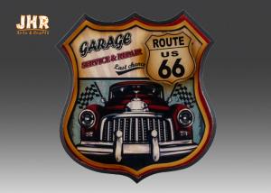 Quality Route US 66 Wall Decor Decorative Wood Wall Plaques Pub Sign 3D Resin Car Wall Decorations for sale