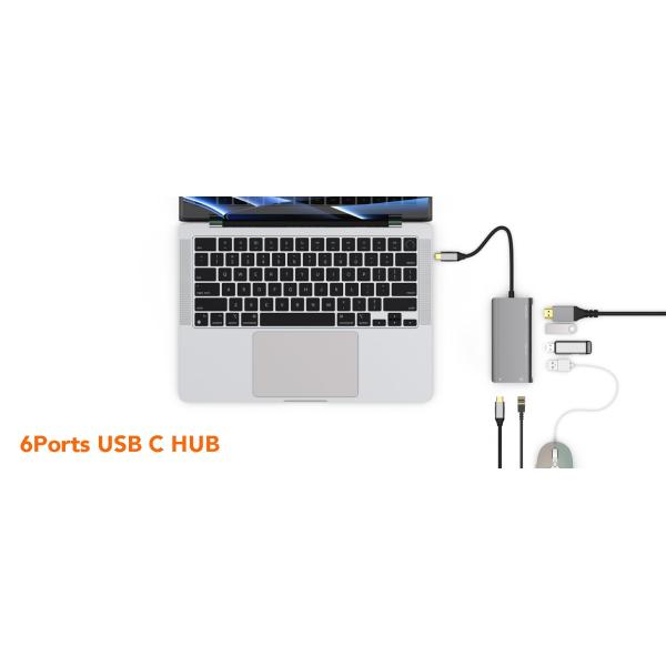 6 Ports USB C HUB 4K HDMI Video Extenders With 3 Ports USB A
