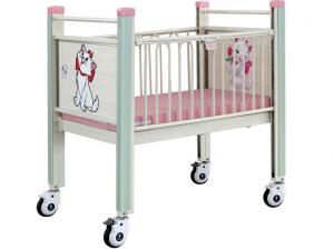 Quality Pink Cartoon Movable Baby Bed , Steel Epoxy Baby Care Bed With Castor hospital baby bed hospital infant bed for sale