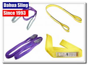China South American Polyester Flat Lifting Slings Eye And Eye Hoist Straps Double Ply Type on sale
