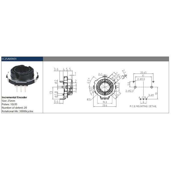 25mm Hollow Shaft Rotary Encoder For Car Audio Incremental