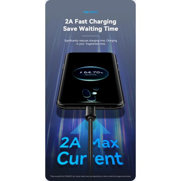USB A To USB C 2 In 1 Micro Charging Cable 40W 1.2m ES-X60 Series