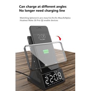 Bluetooth alarm clock speaker with 10W Phone Wireless charging function