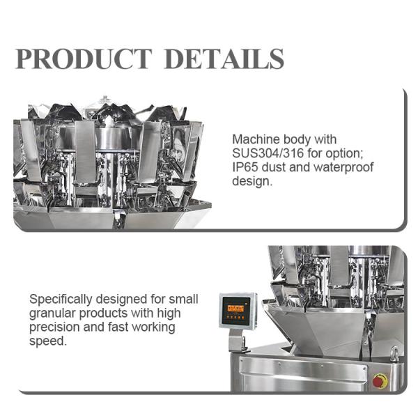 Touch Screen 10 Head Multihead Weigher For Walnuts Screw Kernel Pumpkin Seeds