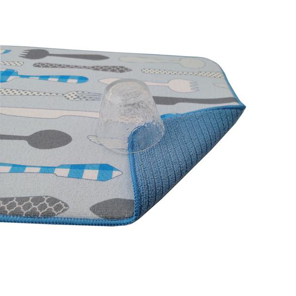 Tableware Printing Dish Drying Mat 15x20inch Reversible All Polyester