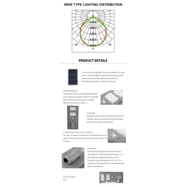 Remote Control 80Ra 6000k 100W Led Solar Streetlight