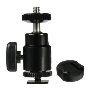 Photo Studio Universal 1/4-20 Camera Accessory Mount to Hot or Cold Shoe with Mini Ball Head