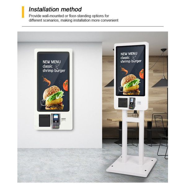 23.6-inch 24-hour Unmanned Self-service Ordering Machine Supports QR Code and Card Payment and Comes with a Receipt Printer.
