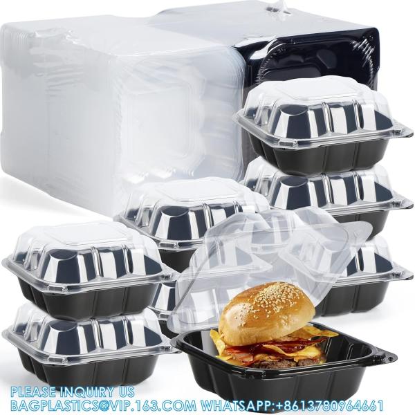 Clamshell Take Out Containers, Anti-Fog Shrink Wrap 55 Pack 6 X 6 Inch 15 Oz Meal Prep Container Microwave Free