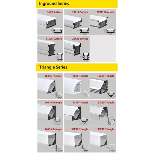 90 Degrees Angle Corner LED Profile Wall Mounted For Cabinet