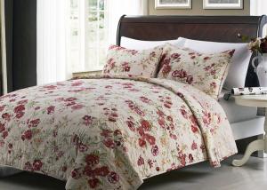 China White Quilted Bedspreads And Coverlets 3pcs Printed Machine Quilting on sale