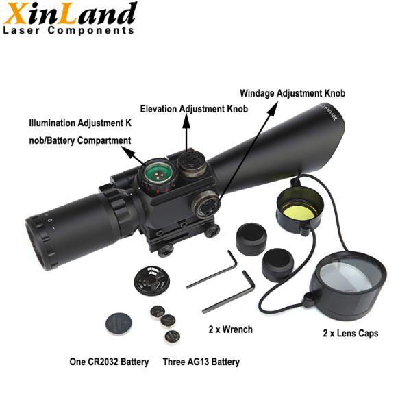 3.5-10X40 Tactical Rifle Scope With Red Laser Illuminated Mil Dot Reticle Fit 20mm