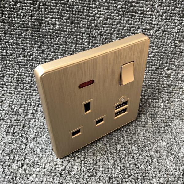 UK Power Independent Dual USB Wall Switch Socket For Apartment / Home