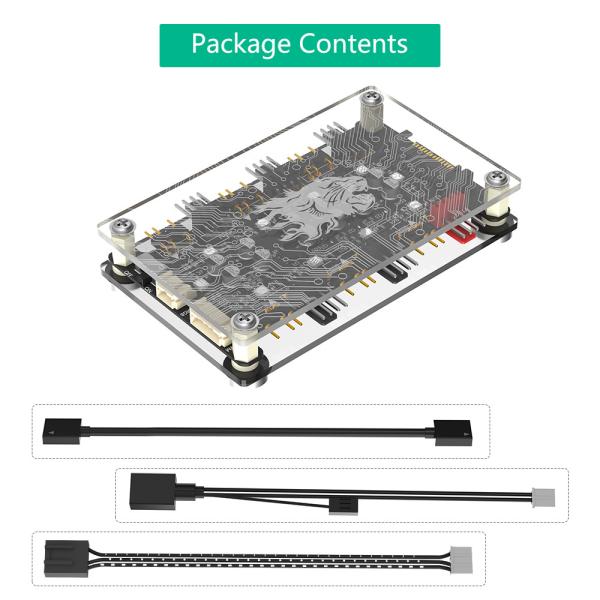 12 Ports 3Pin DC 5V ARGB and 12V 4Pin PWM Fan Hub Breakout Board With Extension Cable 5V ARGB and 12V PWM DC Fan Hub with Acrylic Case and Magnetic