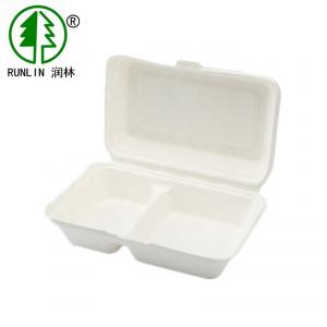China 8in Biodegradable Meal Prep Containers 2 Compartments Bagasse Takeaway Boxes on sale