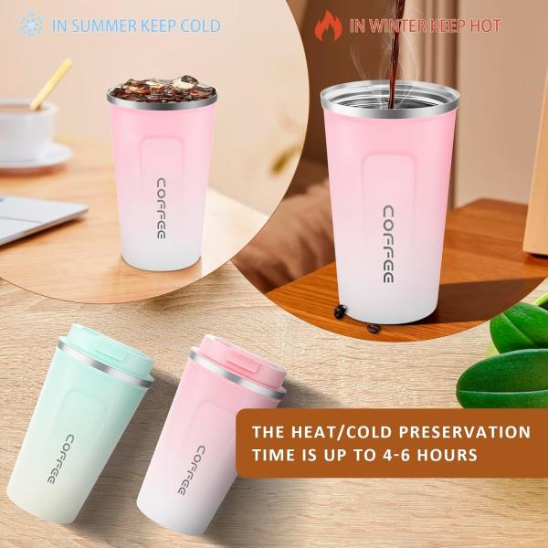 Customized Reusable Double Walled Insulated Mug Coffee Cups 510ml 380ml
