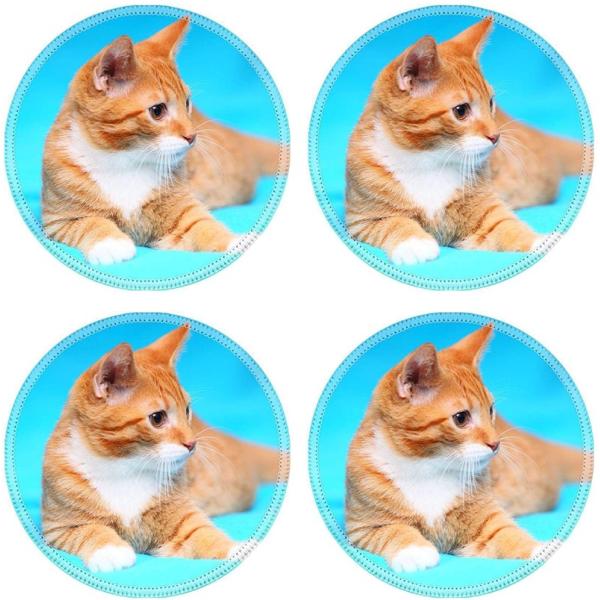 Natural Rubber Round Drink Coasters Modern Style Pattern Design