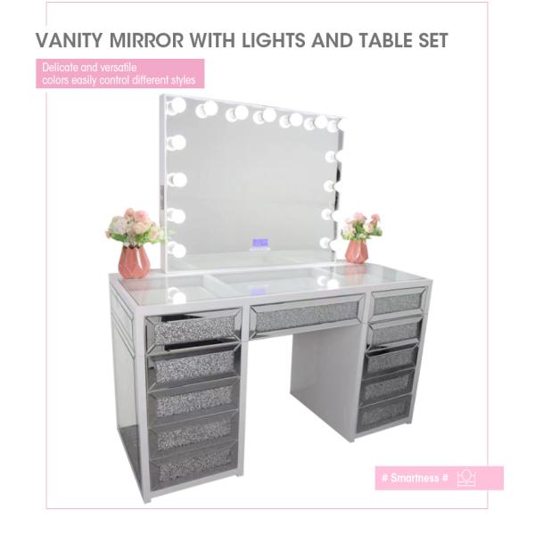 Led Mirrored Makeup Vanity Hollywood Dressing Table OEM