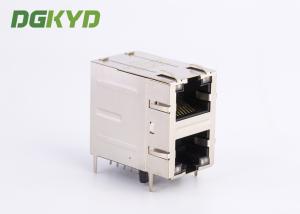 Gigabit Ethernet Modular Jack 2 Port RJ45 Connector 2x1 Offset St / Jk With Leds