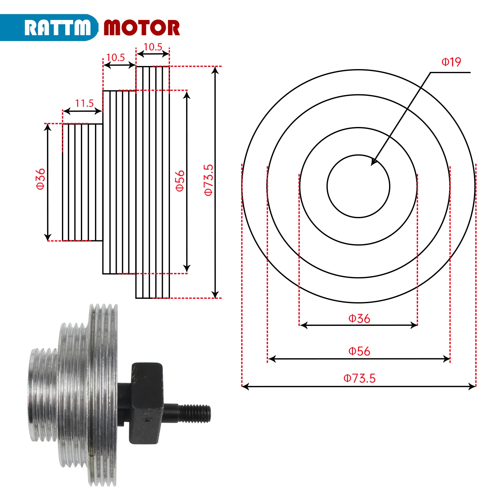 Motor Metal Synchronous Belt Pulley For WM210V BHC210 HS210 JY210V CTC210 HBM210 Lathe