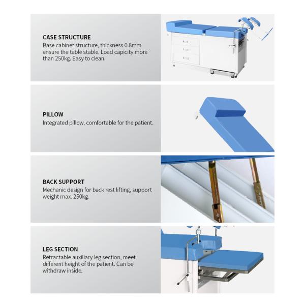 2 Function Medical Obstetric Exam Couch Manual Hospital Delivery Operation Gynaecological Table With Cabinet
