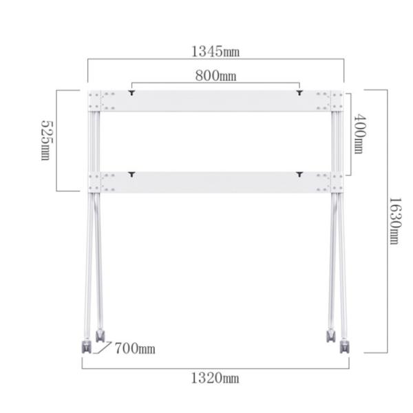 Aluminum Mobile TV Stand with 200kgs Capacity and Wheels for 55 to 110 Inch Interactive Whiteboard