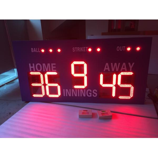 Wireless Controller Box LED Baseball Scoreboard With Blue Frame Cabinet Front Face