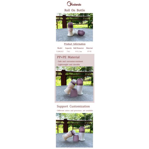 Plastic 75ml Refillable Roll On Bottle Empty Perfume Bottles Deodorant Roller Bottle