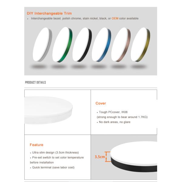 15W 28W Round Sensor Ceiling Light IP54 Dimmable Motion Activated Ceiling Light