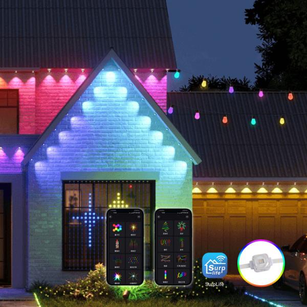 Permanent Christmas IP67 LED Point Lights Rgb Outdoor Decoration Wifi Smart Eave String