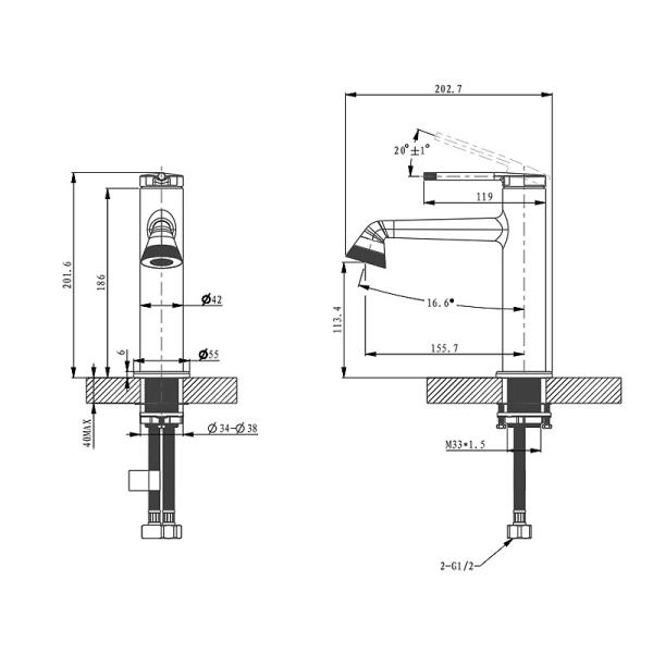 Gold Basin Mixer Faucet Brass Single Lever Lavatory Faucet