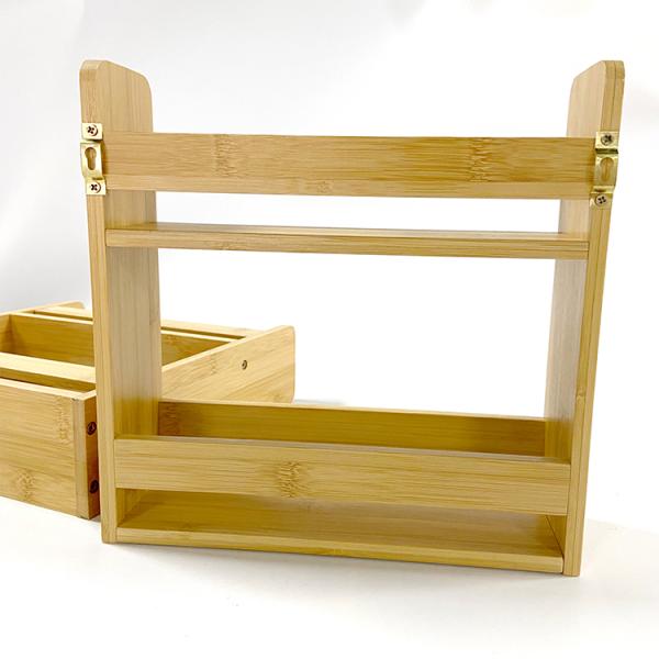 28x28x8cm Bamboo Spice Holder Tray for In-drawer Kitchen Cabinet 3-tier Organization