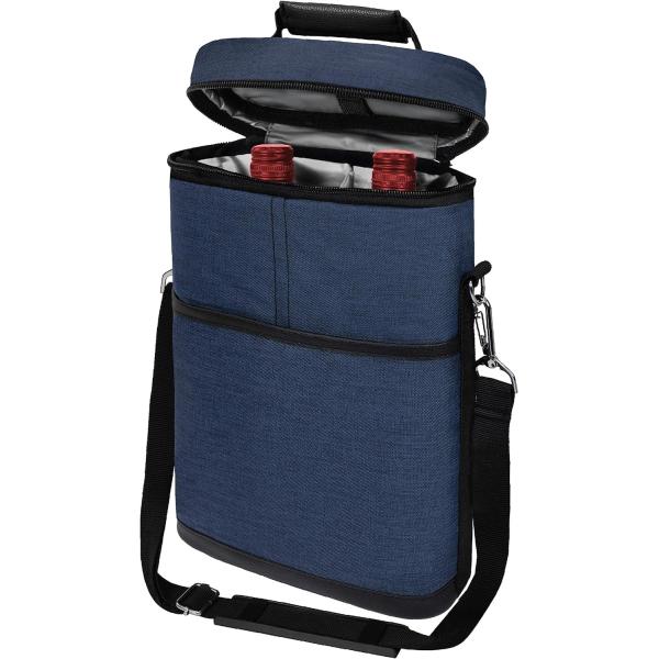 2 Bottle Wine Carrier Tote, Insulated Leakproof Wine Cooler Bag, Wine Travel Bag For Picnic BYOB Beach, Portable