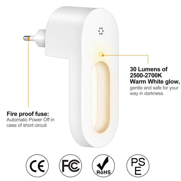30LM Plug In Dusk To Dawn Night Light / 0.7W Motion Sensor Bedroom Night Light